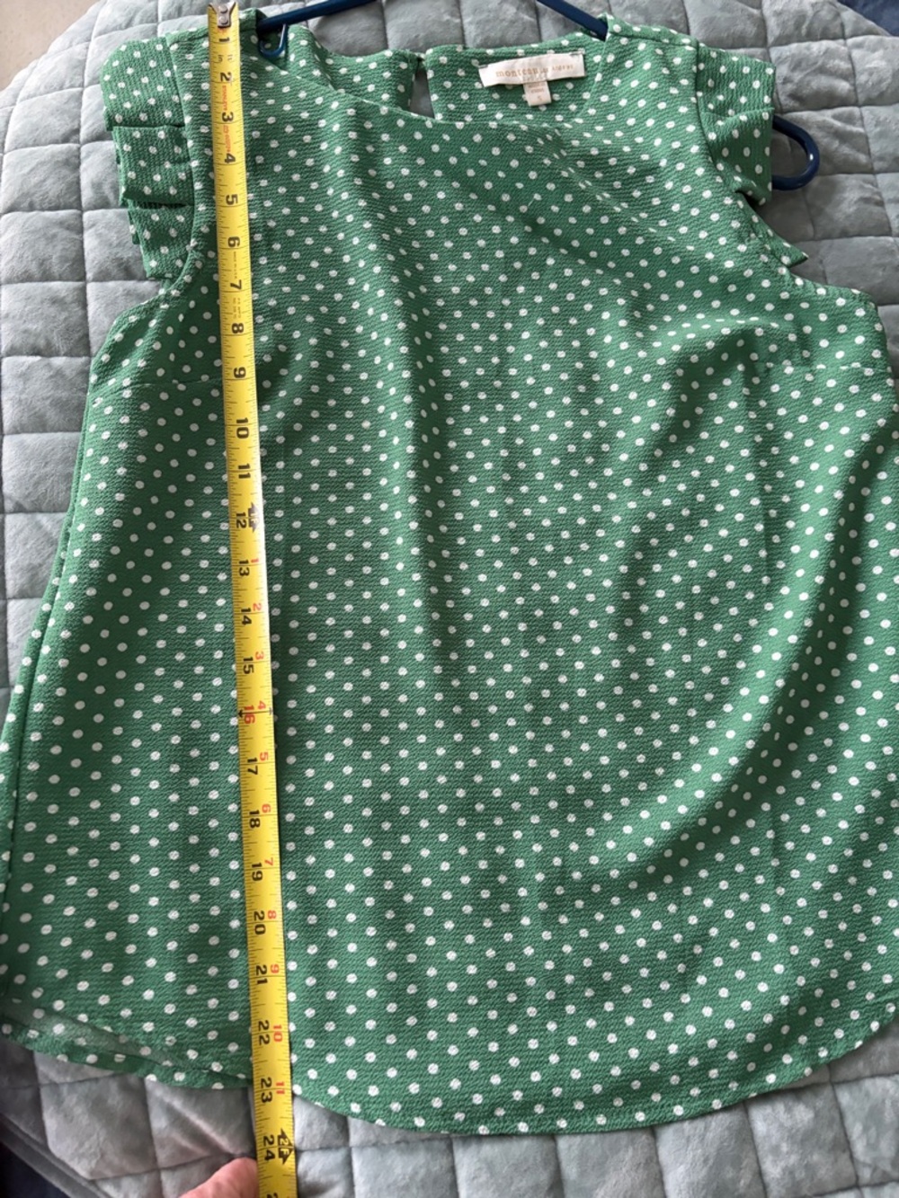 Monteau Green and White Polka Dot Sleeveless Top